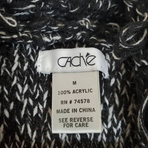 Cache Marled Sleeveless Loop Knit Cardigan Sweater Vest Marl Oreo Medium - Picture 7 of 10